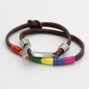 Armband IJsbijl Edel Staal Leer Bruin Multicolor