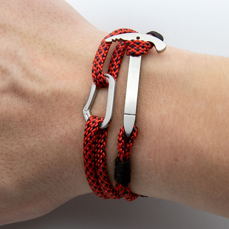 Armband IJsbijl Karabijn Edel Staal Rood Zwart - Afbeelding 2