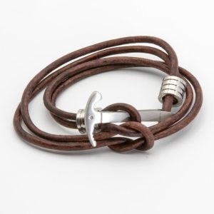 Armband IJsbijl Edel Staal Leer Bruin
