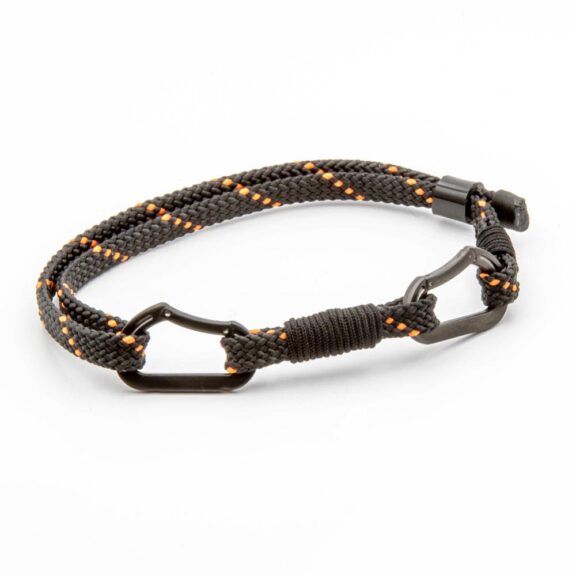 Armband Karabijn Dubbel Zwart Staal Zwart Oranje