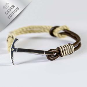 Armband IJsbijl Zilver Vintage Touw/Leer