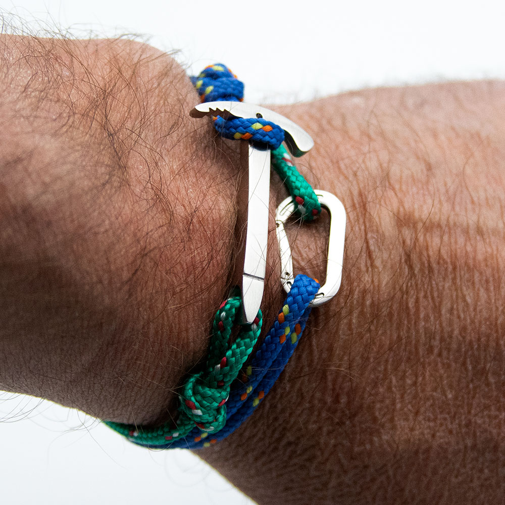 Armband IJsbijl Karabijn Edel Staal Blauw Groen - Afbeelding 2