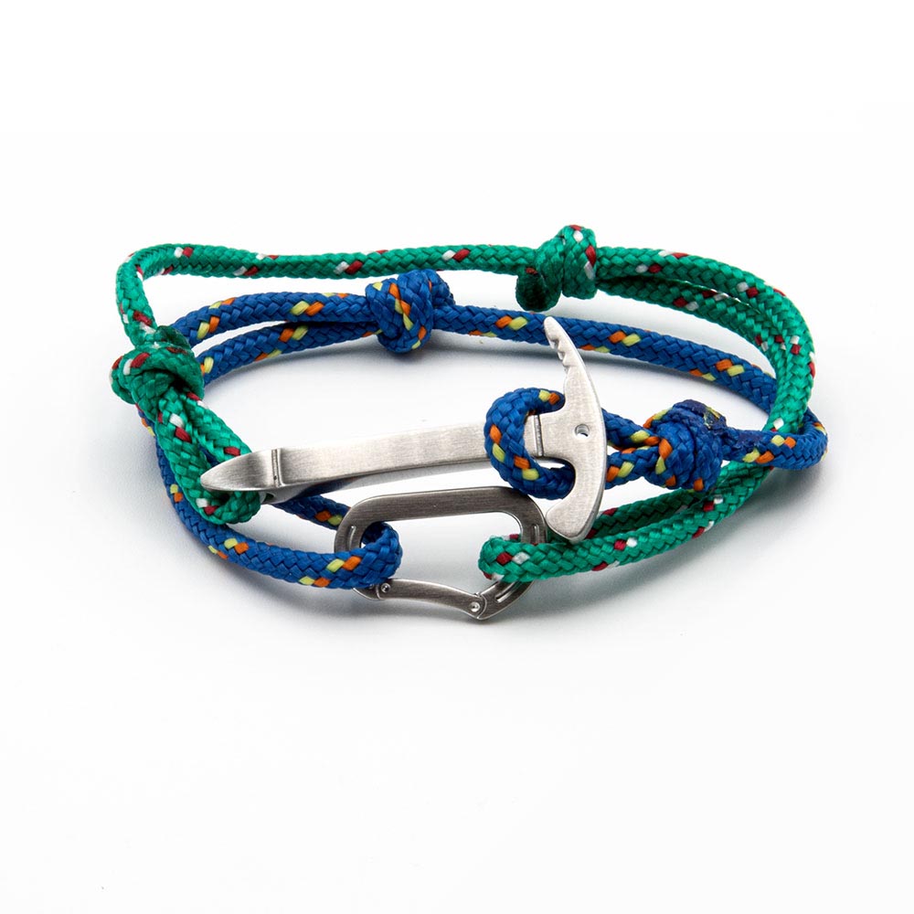 Armband IJsbijl Karabijn Edel Staal Blauw Groen