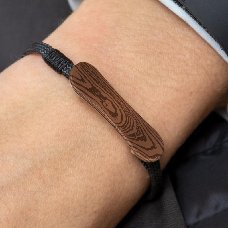 Armband Snowboard Nikkelvrij Hout Effect Zwart - Afbeelding 2