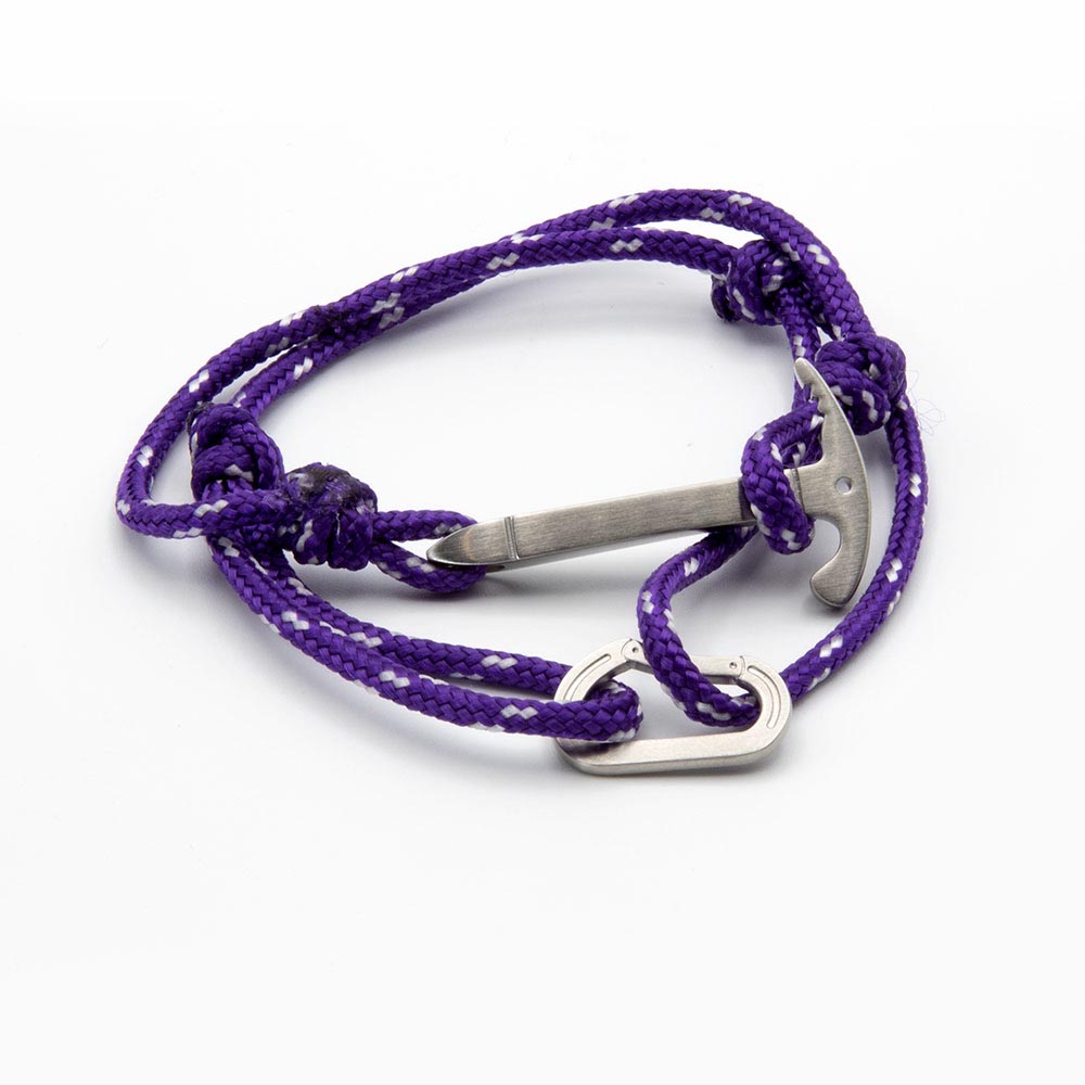 Armband IJsbijl Karabijn Edel Staal Paars