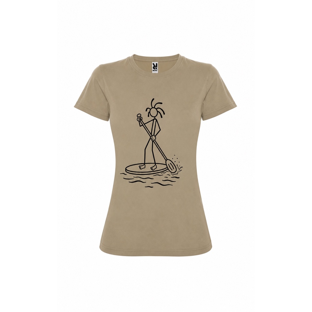 Mountain-Scape Signature T-Shirt Supper Dames Zand Beige Zwart