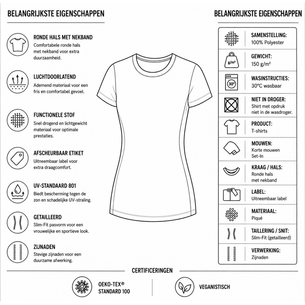 specifieke info t shirts dames